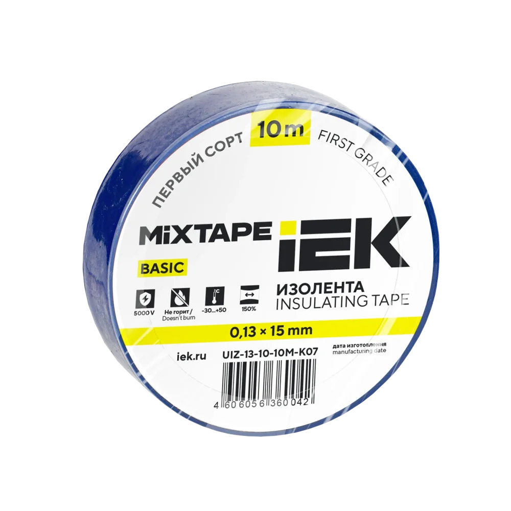 MIXTAPE BASIC Изолента 0,13х15мм синяя 10м IEK
