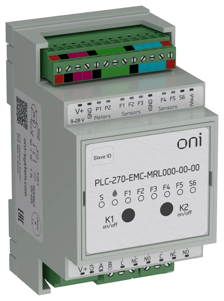 ПЛК 270 Модуль коммуникации Modbus RTU c учетом водопотребления и контролем протечек ONI