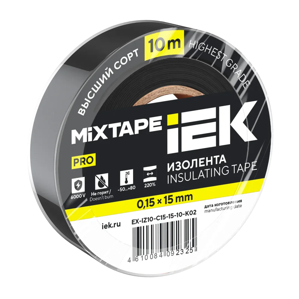 MIXTAPE PRO Изолента 0,15х15мм черная 10м IEK