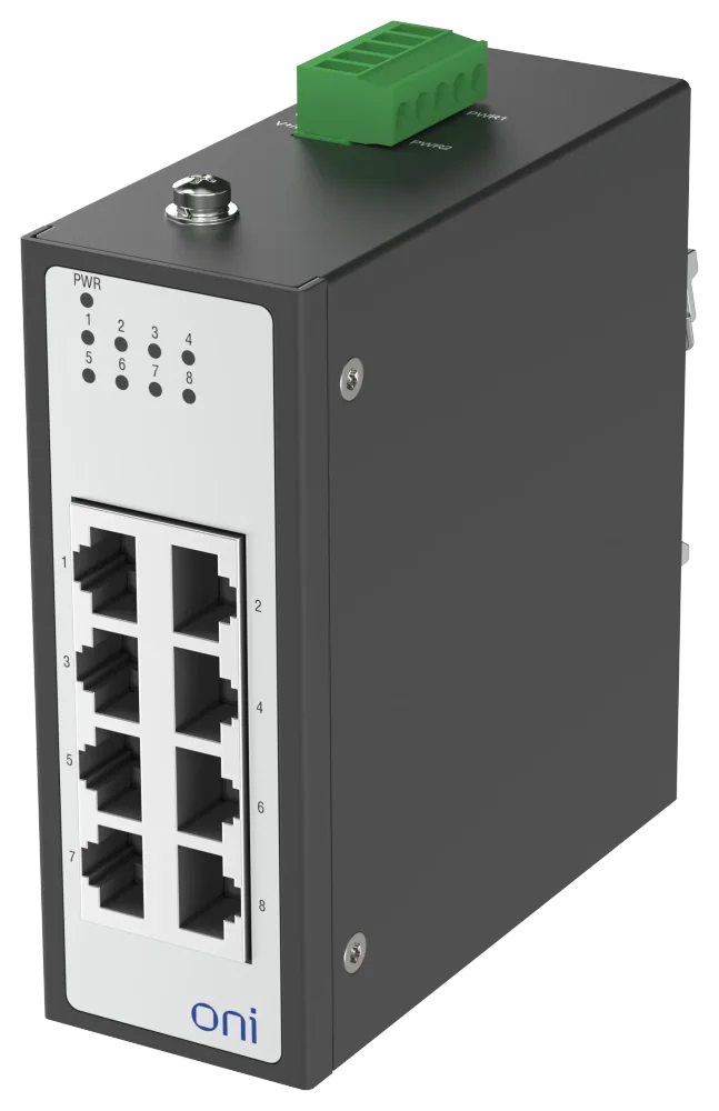 Коммутатор промышленный неуправляемый ISU-430 Ethernet 8 портов 10/100BaseT разъем RJ45 24В AC/12/24/48В DC с резервированием ONI