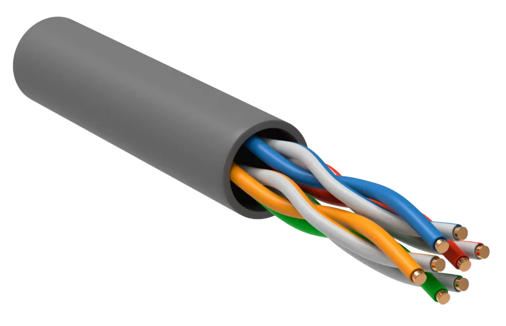 Кабель связи витая пара U/UTP кат.5 CCA 100МГц 4 пары PVC INDOOR 1м серый GENERICA