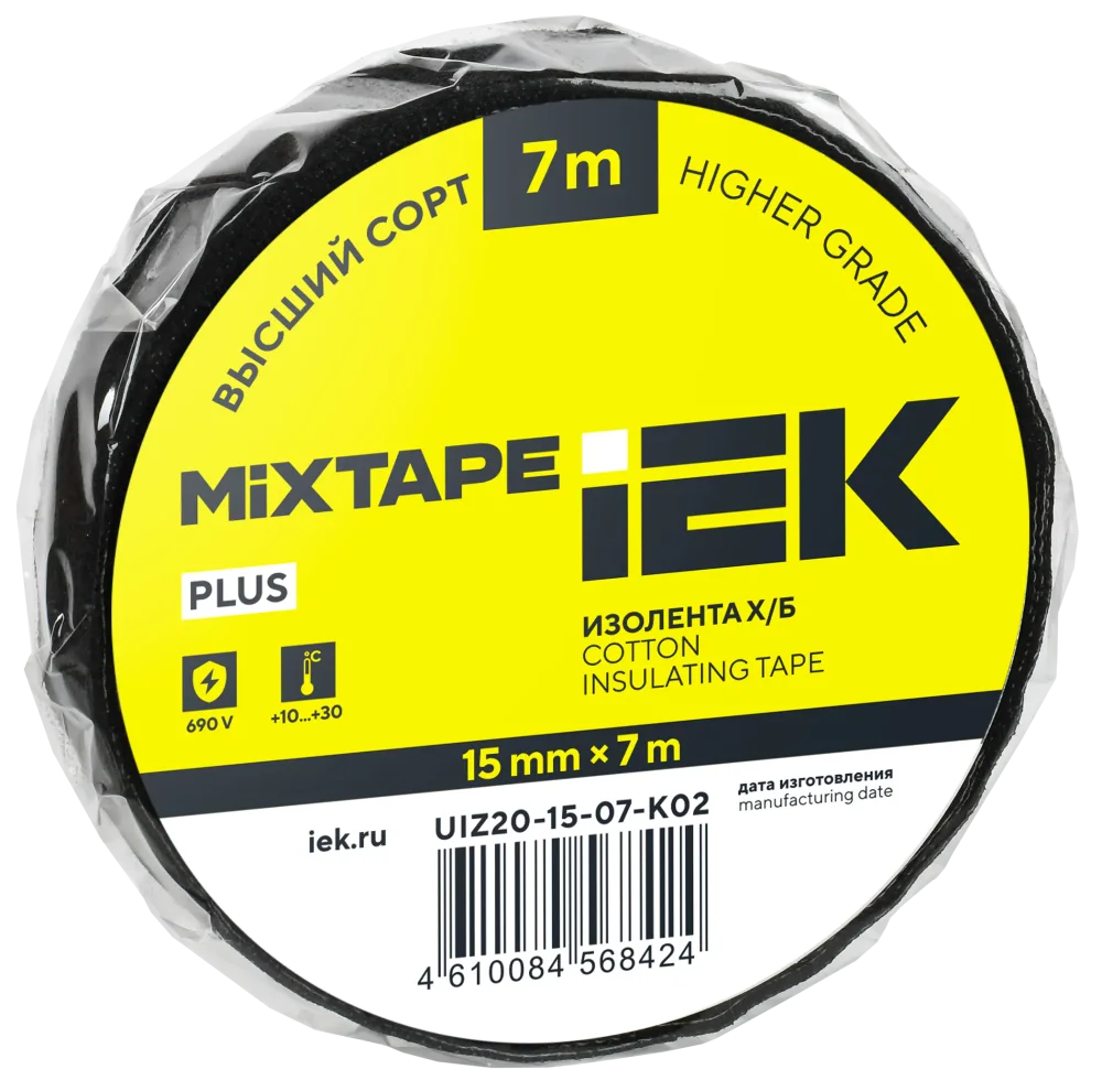 MIXTAPE PLUS Изолента Х/Б 15мм 7м IEK