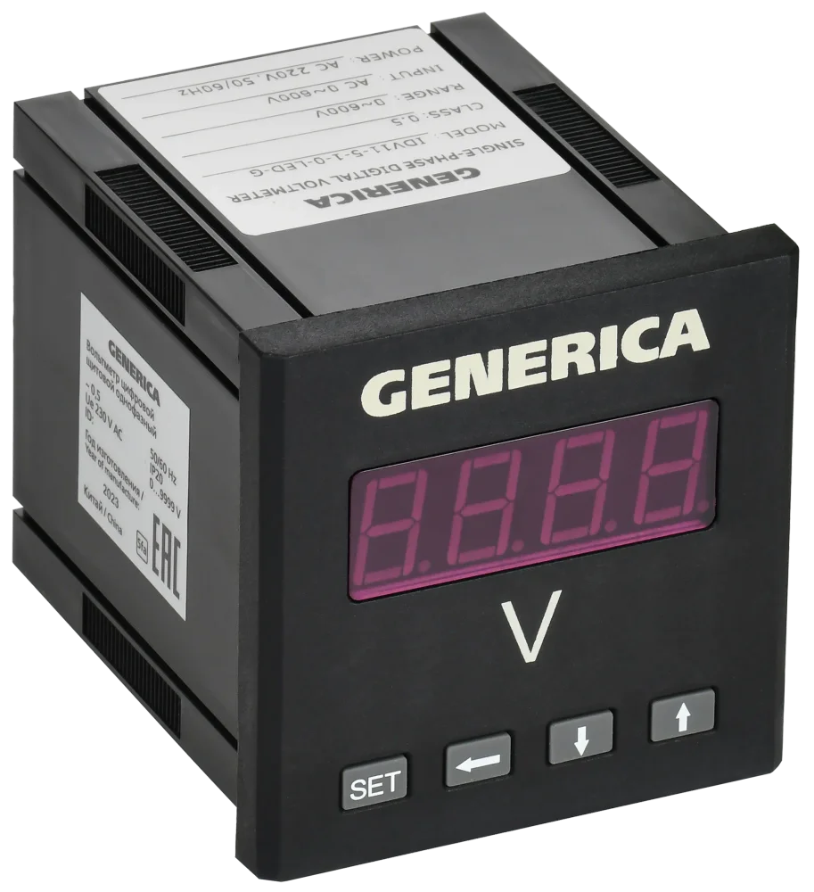 Вольтметр цифровой щитовой однофазный 72х72мм LED GENERICA