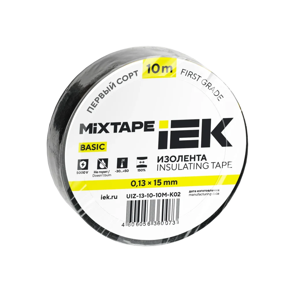 MIXTAPE BASIC Изолента 0,13х15мм черная 10м IEK