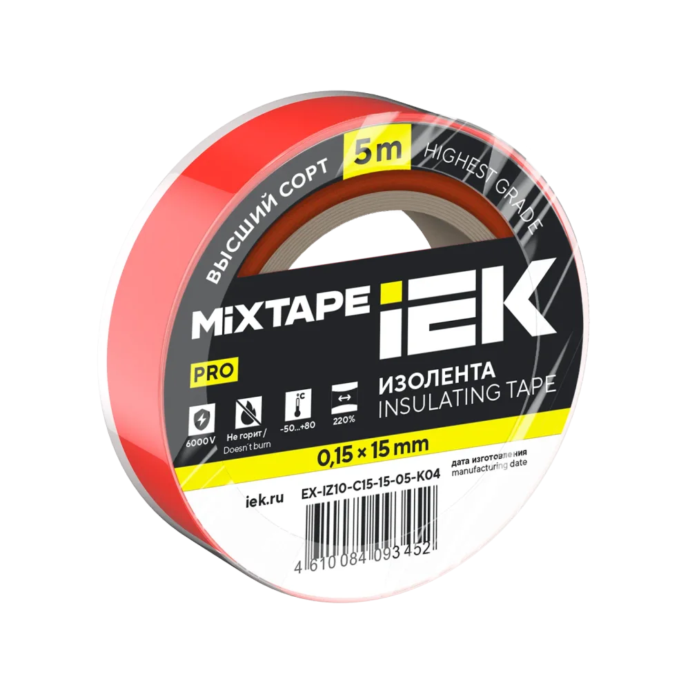 MIXTAPE PRO Изолента 0,15х15мм красная 5м IEK