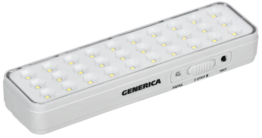 Светильник светодиодный аккумуляторный ДБА 1030 непостоянного действия 30LED 5ч 3Вт GENERICA
