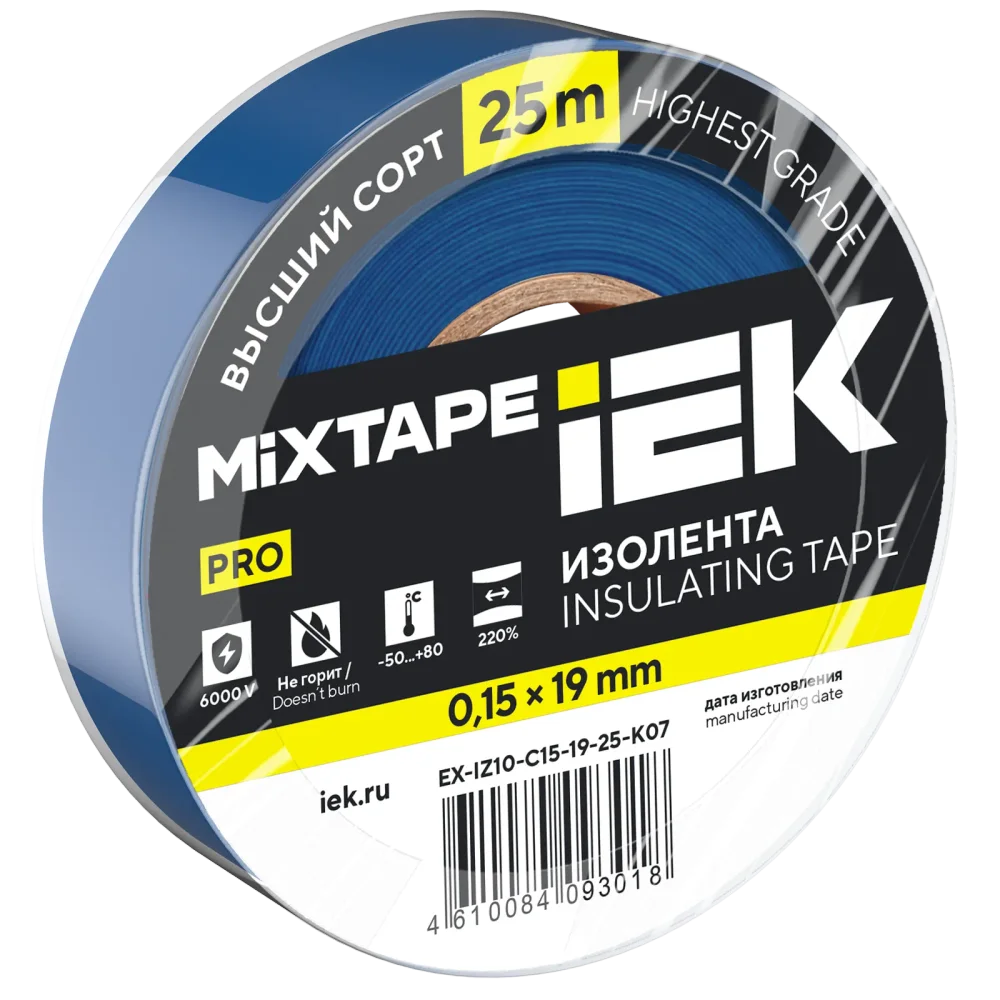 MIXTAPE PRO Изолента 0,15х19мм синяя 25м IEK
