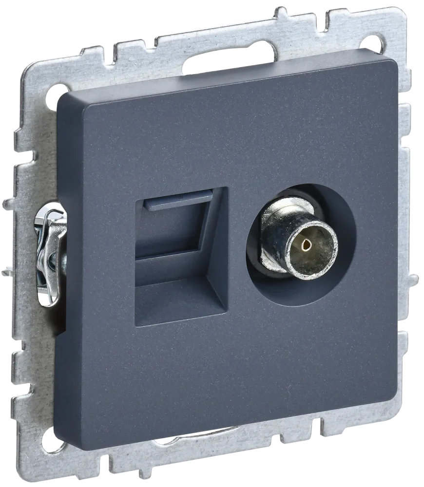 BRITE Розетка двойная TV+RJ45 кат.5E РТВ/РК12-БрМ маренго IEK