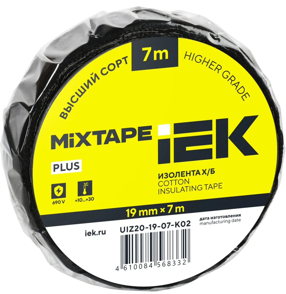 MIXTAPE PLUS Изолента Х/Б 19мм 7м IEK